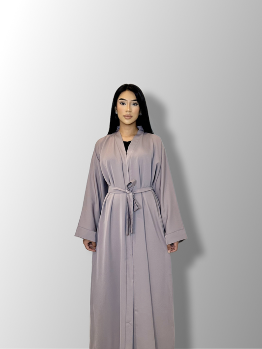 Plain Front Open Abaya with Belt no Button